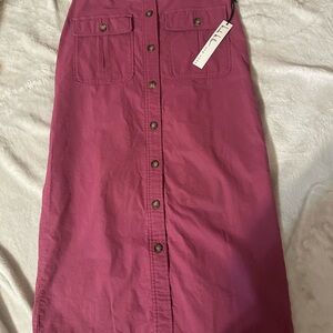 Nicole Miller Fuchsia Button-Front Midi Skirt